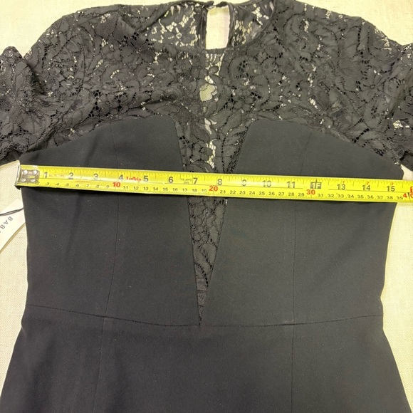 Babaton Aritzia NWT Masaki Dress Black Lace Long Sleeve Deep V-Neck Keyhole Back - Picture 5 of 10